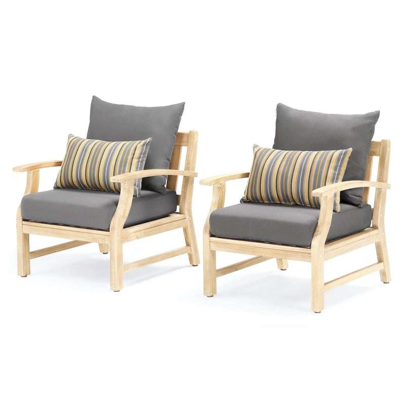 Kooper 2 Piece Sunbrella Outdoor Patio Club Chairs