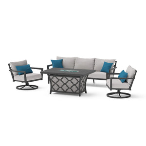 Venetia 4 Piece Outdoor Patio Motion Fire Seating Set