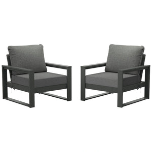 Polytrends Endless Patio Deep Seating Club Chair with Gray Frame (Set of 2)