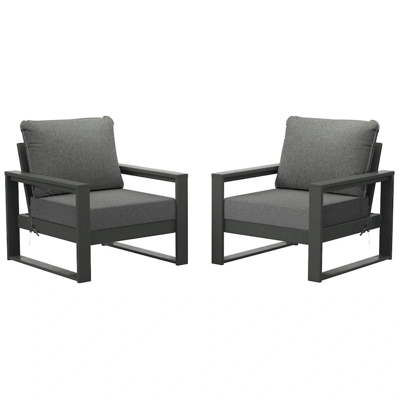 Polytrends Endless Patio Deep Seating Club Chair with Gray Frame (Set of 2)