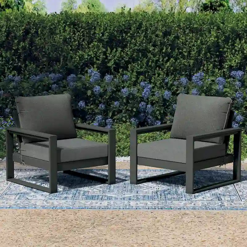 Polytrends Endless Patio Deep Seating Club Chair with Gray Frame (Set of 2)