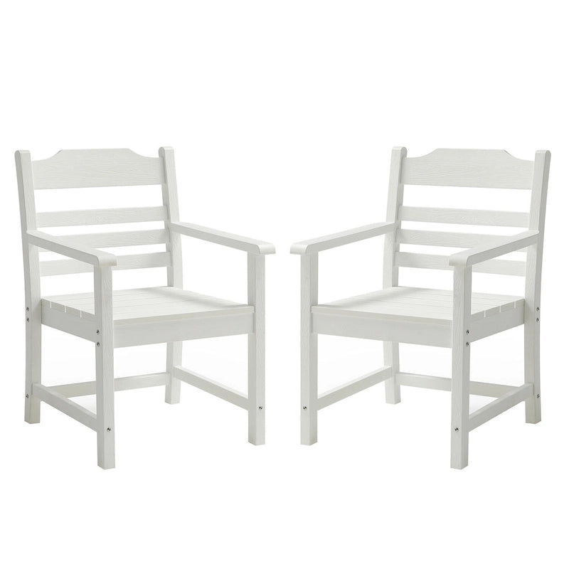 Farmhouse Dining Chair with Armrest Set of 2, Patio Bar Stools, Outdoor Furniture Slat Back Solid Wood Seat Chairs