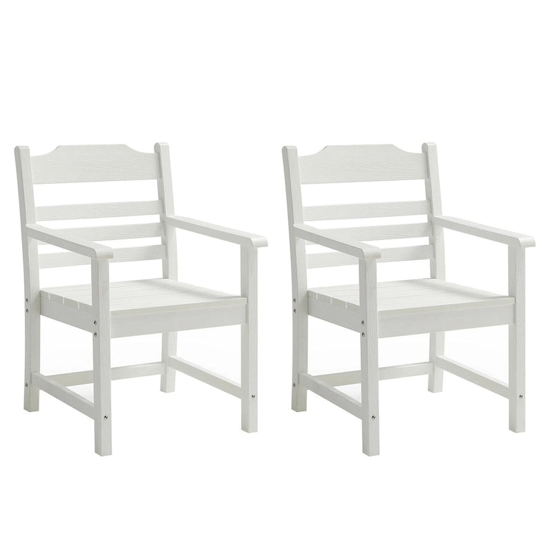Farmhouse Dining Chair with Armrest Set of 2, Patio Bar Stools, Outdoor Furniture Slat Back Solid Wood Seat Chairs