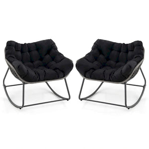 Costway 1/2 PCS Outdoor Rocking Chair Oversized Patio PE Wicker Egg