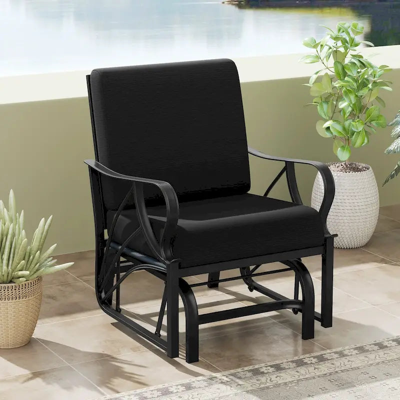 Gymax Patio Glider Chair Single Outdoor Rocking Chair w/ Seat & Back
