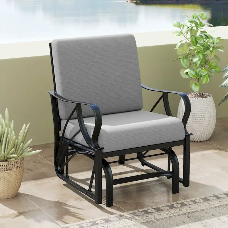 Gymax Patio Glider Chair Single Outdoor Rocking Chair w/ Seat & Back