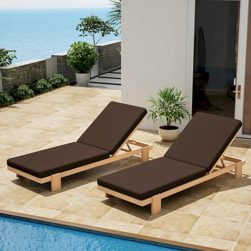 Christopher Knight Home - Iran Patio Acacia Wood Chaise Lounge Set Of 2