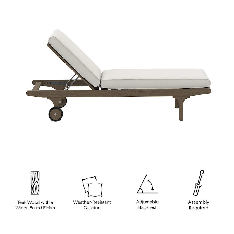 Saratoga Outdoor Patio Teak Chaise Lounge Chair