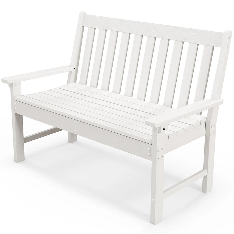 Gymax Garden Bench All-Weather HDPE 2-Person Outdoor Bench for Front