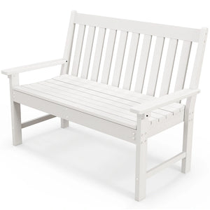 Gymax Garden Bench All-Weather HDPE 2-Person Outdoor Bench for Front