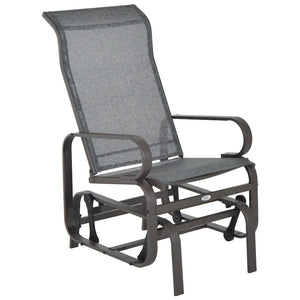 Outdoor Glider Chair, Single Patio Rocking Lounge Chair, High Back and Heavy Duty, Portable for Camping, Lawn, Garden, Yard