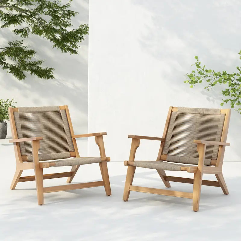 Christopher Knight Home- Blake Outdoor Acacia Patio Club Chair Set of 2