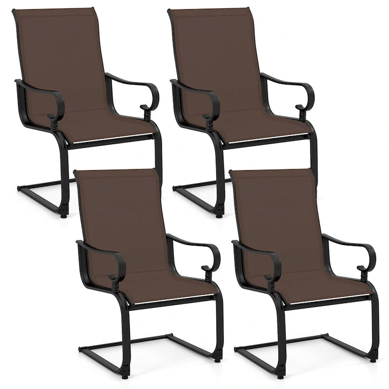 Gymax Patio Dining Chairs Set of 4 C-Spring Motion Patio Chairs w/