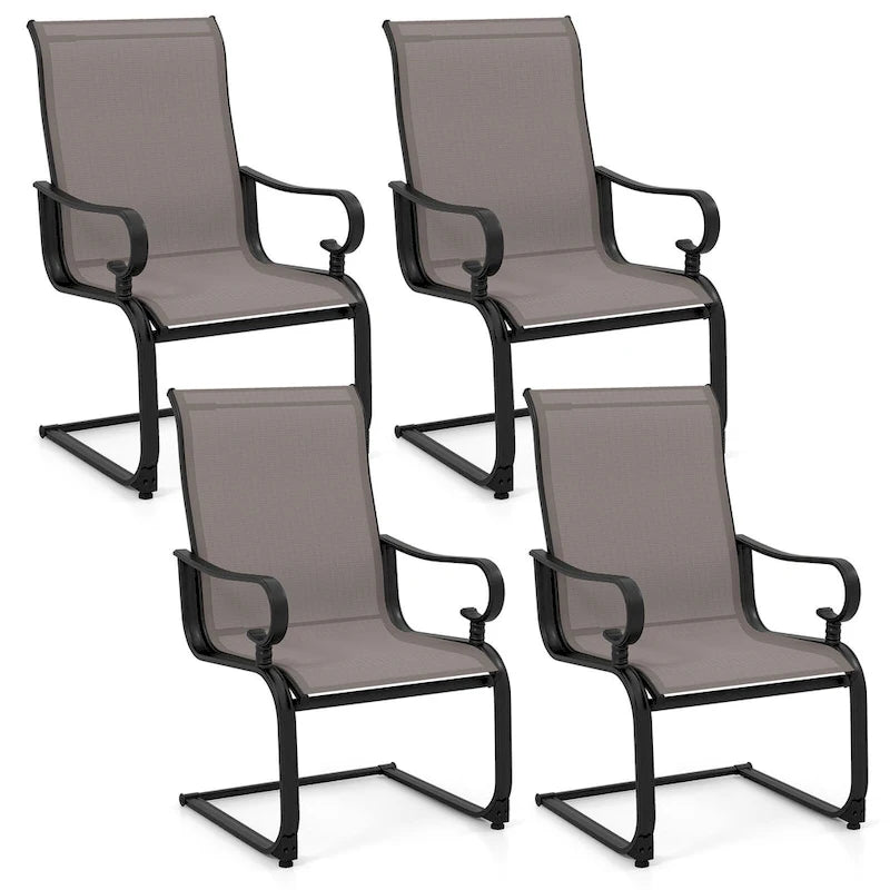 Gymax Patio Dining Chairs Set of 4 C-Spring Motion Patio Chairs w/