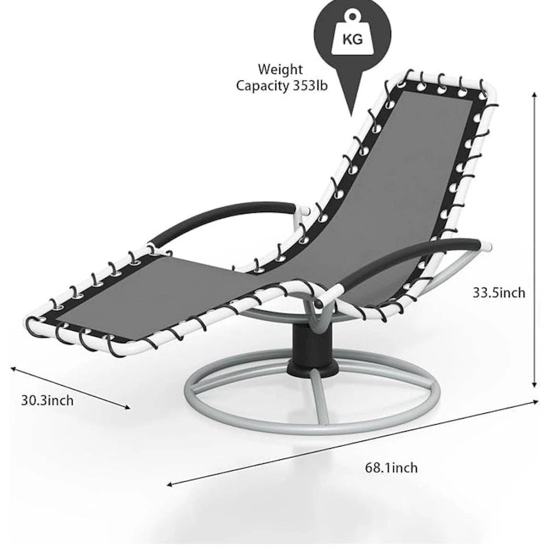360 Swivels Outdoor Chaise Lounge Chair for Poolside, Backyard - N/A