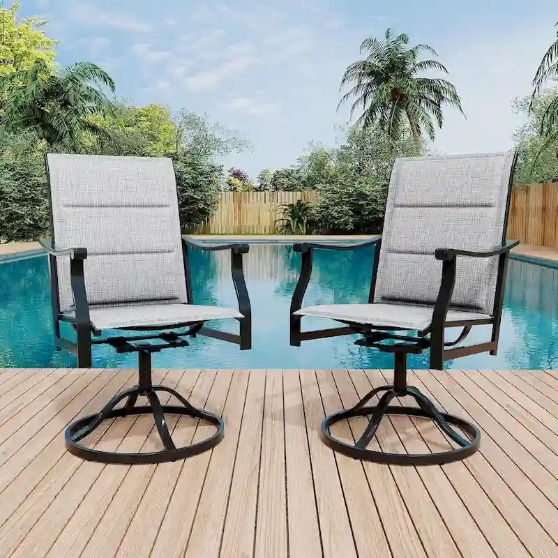 2PCS Outdoor Swivel Dining Chairs for Poolside Lawn Garden - N/A