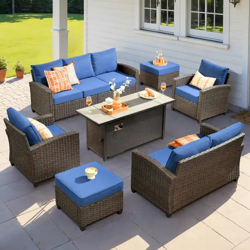 XIZZI 7-piece Patio Furniture Conversation Set with 54 Fire Table