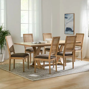 Pampas Wood and Cane Dining Set by Christopher Knight Home