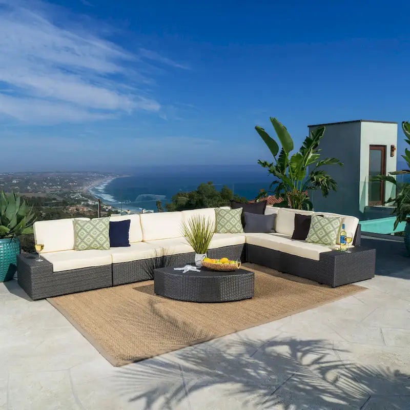 Santa Cruz Outdoor 8-piece Wicker Sofa Set with Water Resistant Cushions by Christopher Knight Home