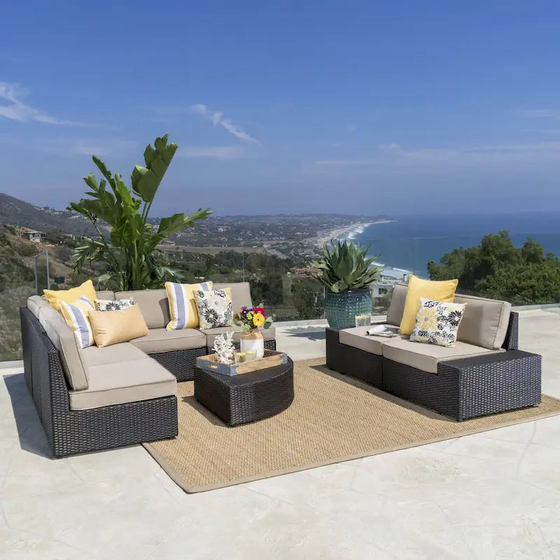 Santa Cruz Outdoor 8-piece Wicker Sofa Set with Water Resistant Cushions by Christopher Knight Home