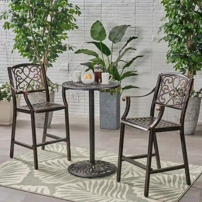 Waterbury Outdoor 26.75 Circular 3 Piece Aluminum Bar Height Set by Christopher Knight Home