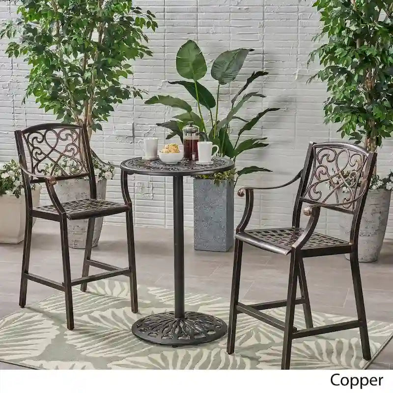 Waterbury Outdoor 26.75 Circular 3 Piece Aluminum Bar Height Set by Christopher Knight Home