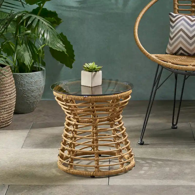 San Pedro Outdoor Wicker Side Table by Christopher Knight Home - 15.50 W x 15.50 L x 15.50 H