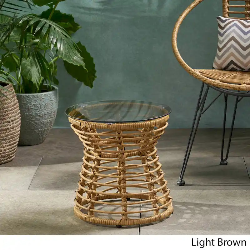 San Pedro Outdoor Wicker Side Table by Christopher Knight Home - 15.50 W x 15.50 L x 15.50 H