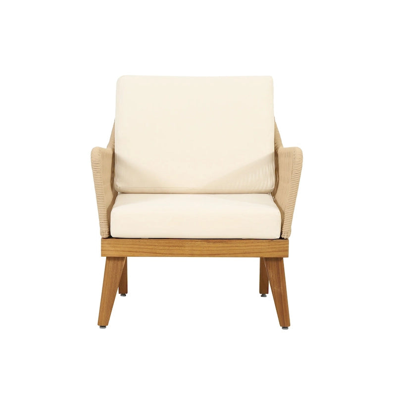 Annisa Acacia Wood and Rope Outdoor Club Chair with Cushions by Christopher Knight Home