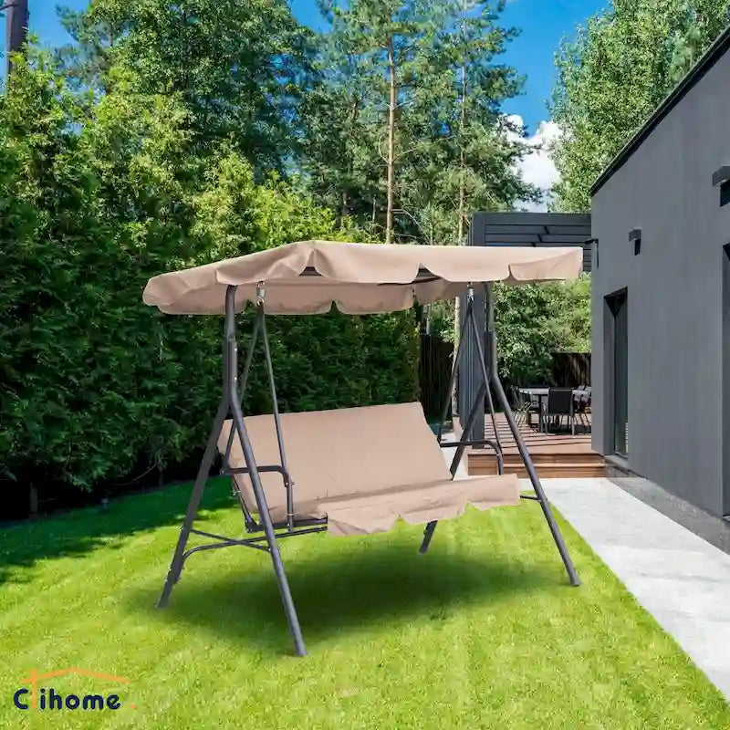 Clihome 3 Person Outdoor Porch Swing with Removable Cushions