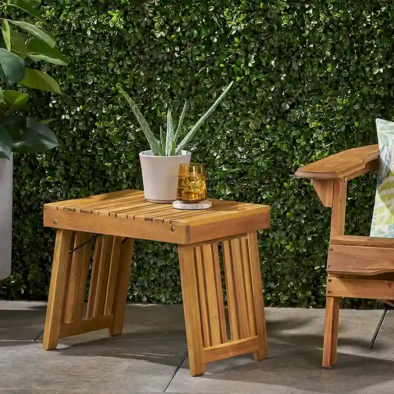 Kyoto Outdoor Acacia Wood Folding Side Table by Christopher Knight Home - 21.50 W x 13.75 D x 16.00 H