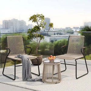Moonstone Modern Outdoor Rope Weave Chat Set with Side Table by Christopher Knight Home