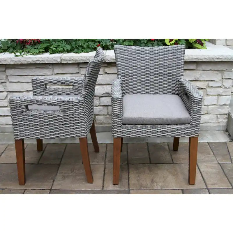 Eilaf Wicker & Eucalyptus Armchair with Olefin Cushion, 2pk.