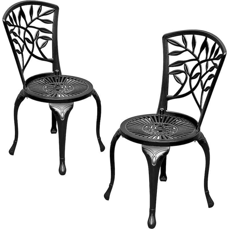 Moasis Set of 2 Cast Aluminum Outdoor Bistro Chairs Bronze Patio Dining Chair