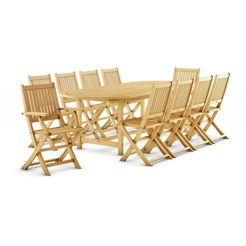 Amazonia Teak 11 piece Toulon Deluxe FSC Certified Teak Outdoor Patio Dining Set - 11 Piece