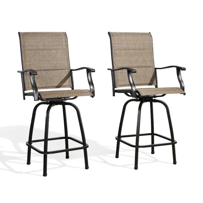 Outdoor Swivel Bar Stools Padded Patio Bar Chairs, Set of 2