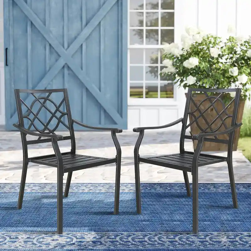 Patio Dining Chairs Outdoor Chair Set with Steel Frame and Armrest