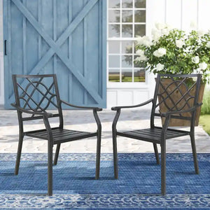 Patio Dining Chairs Outdoor Chair Set with Steel Frame and Armrest