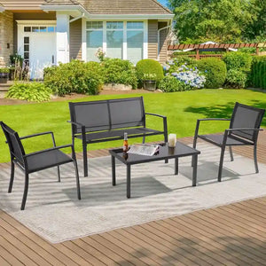 Bonosuki 4 Pieces Patio Furniture Sets Textilene Bistro Sets