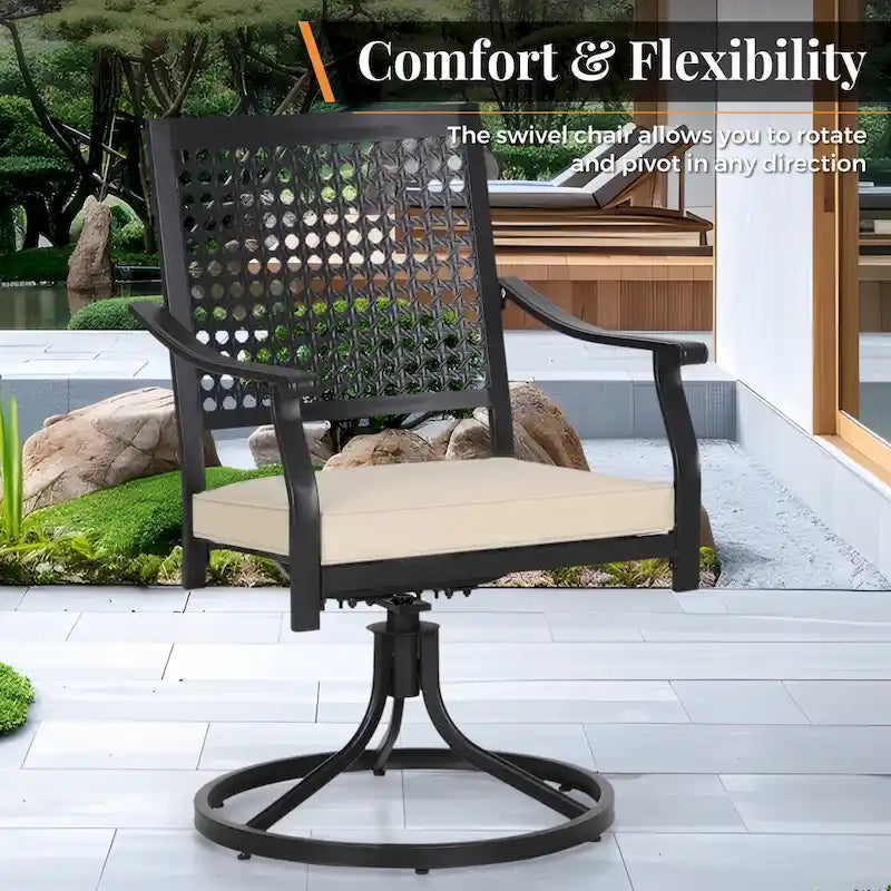 8-Piece Metal E-coating Patio Dining Set with Patio Umbrella