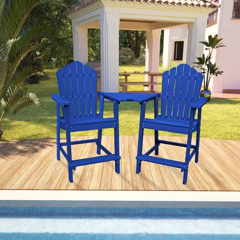 Patio Tall Adirondack Chair Set with Connecting Tray (Set of 2)
