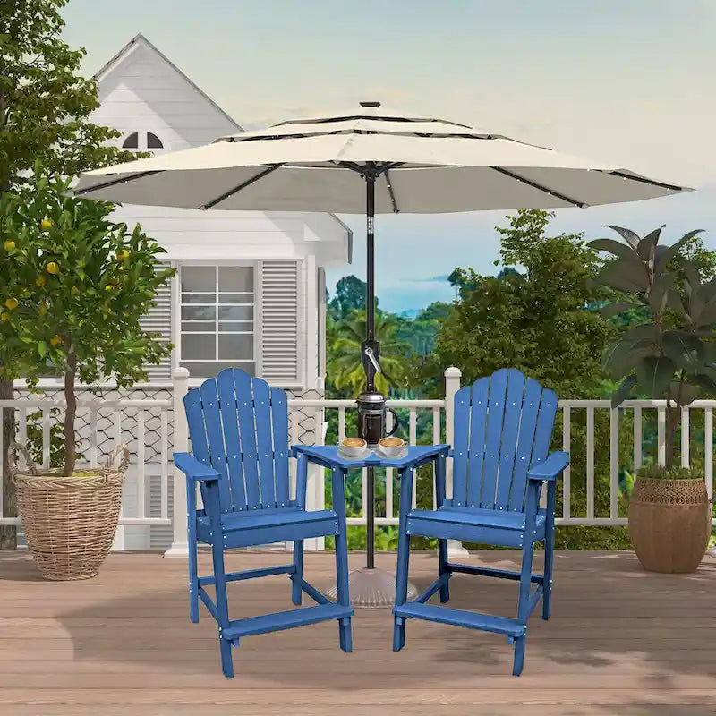 Patio Tall Adirondack Chair Set with Connecting Tray (Set of 2)