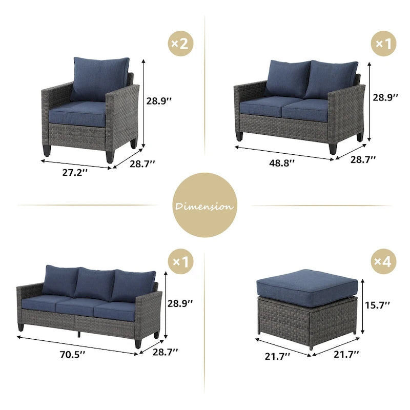 8-piece Outdoor Sectional Sofa Set Patio Furniture Set