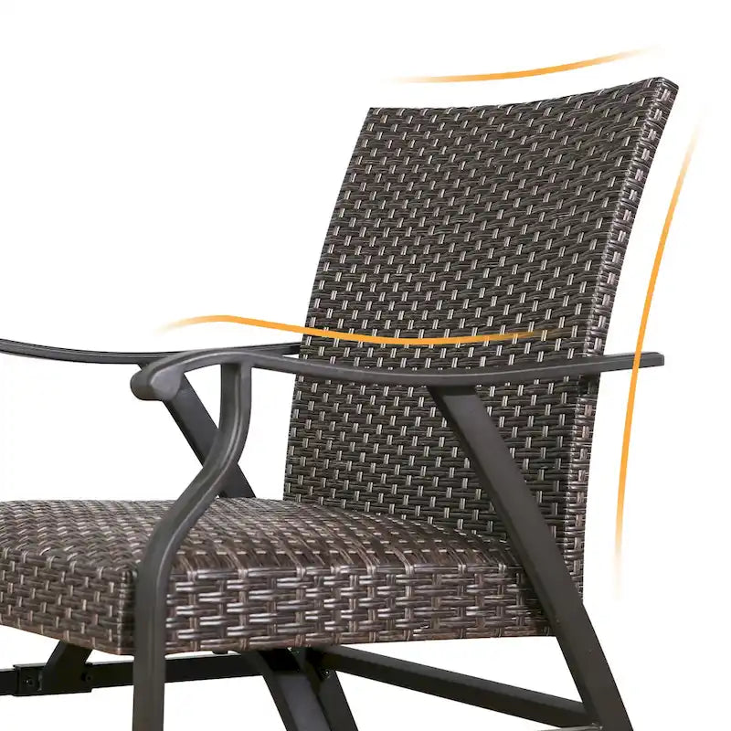 Outdoor Dining Chairs Patio Wicker Padded Rocking Motion Arm Chairs