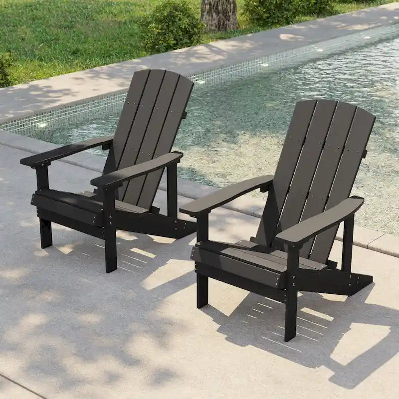 Bonosuki Patio Faux Wood Adirondack Chair Weather Resistant-Set of 2