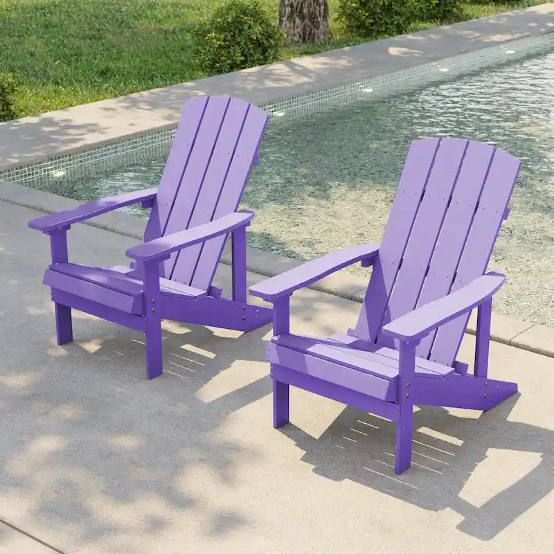 Bonosuki Patio Faux Wood Adirondack Chair Weather Resistant-Set of 2