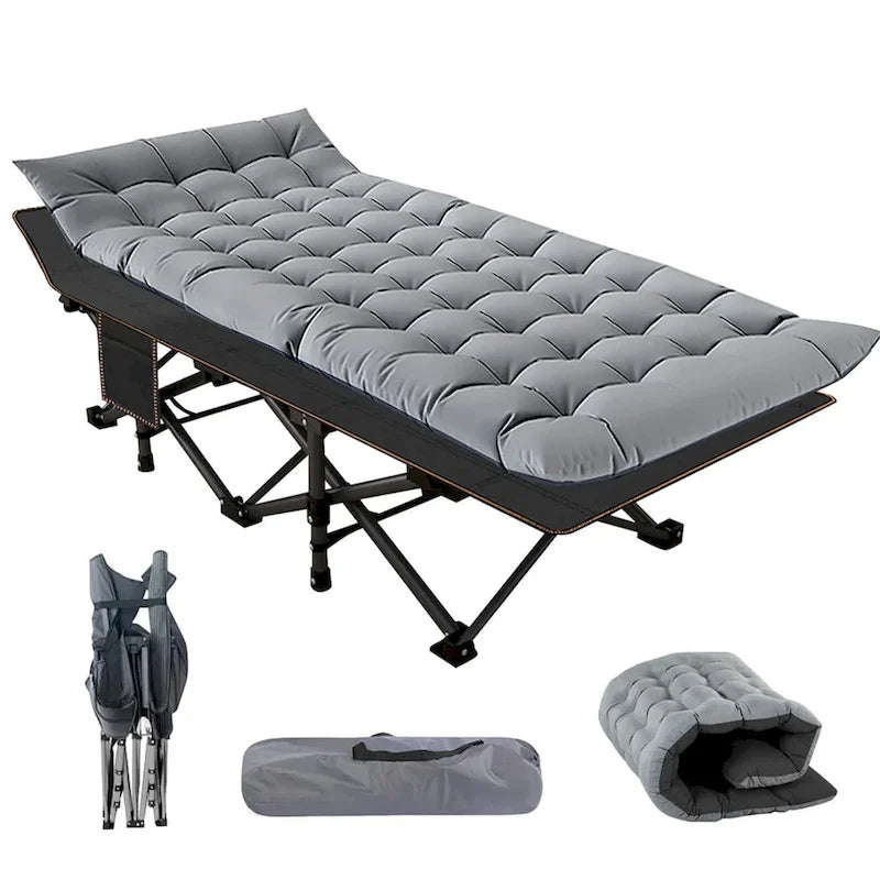 DoCred Folding Camping Bed Cot for Adults, Guest Bed with Mattress