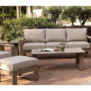Marina 28x50 Inch Aluminum Coffee Table - Best Outdoor Patio Furniture - (w) 49.8 in. x (h) 17.91 in. x (d) 26.38 in.