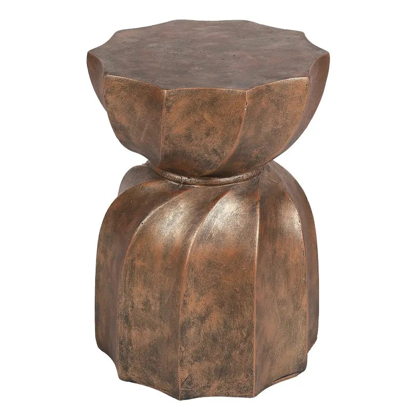 Cement Hourglass Round Side and End Table, Indoors & Outdoors