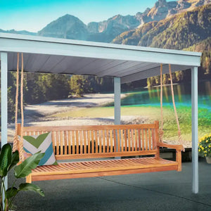 Chic Teak Elzas Teak Wood Outdoor Triple Porch Swing, 71 inch